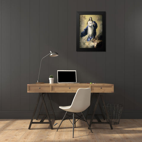 The Immaculate Conception Black Modern Wood Framed Art Print by Murillo, Bartolome Esteban