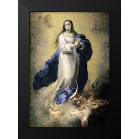 The Immaculate Conception Black Modern Wood Framed Art Print by Murillo, Bartolome Esteban