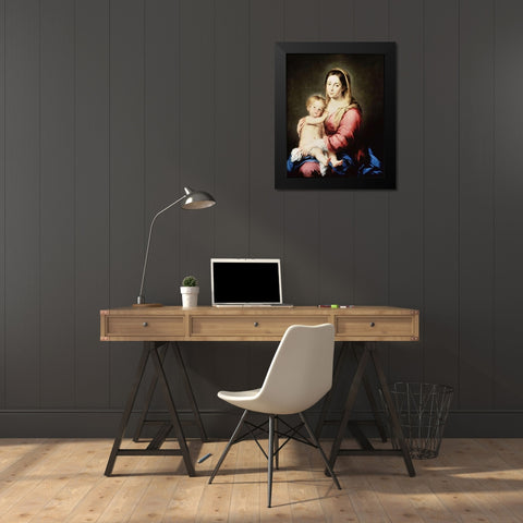 The Virgin and Child Black Modern Wood Framed Art Print by Murillo, Bartolome Esteban