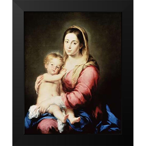 The Virgin and Child Black Modern Wood Framed Art Print by Murillo, Bartolome Esteban