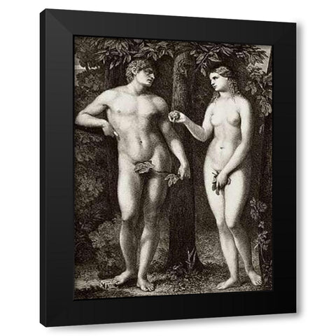 The Fall Black Modern Wood Framed Art Print with Double Matting by Palma, Jacopo il Vecchio