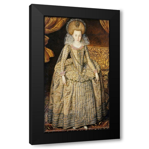 Portrait of Queen Elizabeth of Bohemia Black Modern Wood Framed Art Print with Double Matting by Peake, Robert