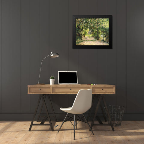 The Garden in Springtime at Eragny Black Modern Wood Framed Art Print by Pissarro, Camille