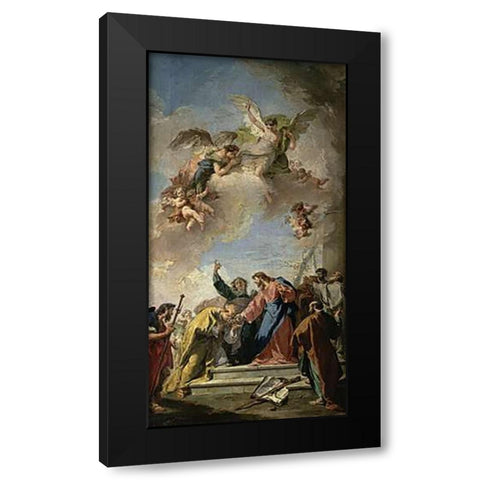 Museumist Giving the Keys of Paradise to St. Peter Black Modern Wood Framed Art Print with Double Matting by Pittoni, Giovanni Battista
