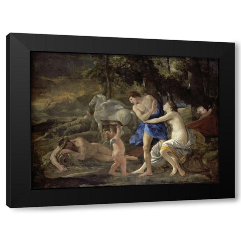 Cephalus and Aurora Black Modern Wood Framed Art Print by Poussin, Nicolas