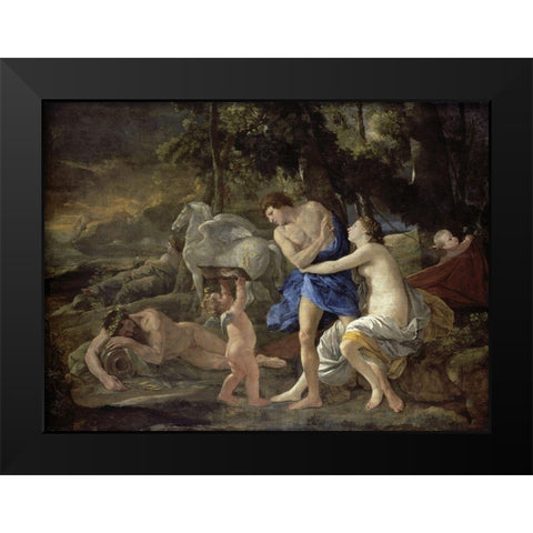 Cephalus and Aurora Black Modern Wood Framed Art Print by Poussin, Nicolas