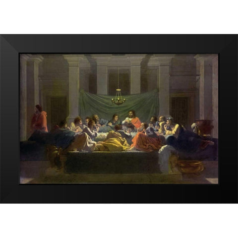 The Last Supper Black Modern Wood Framed Art Print by Poussin, Nicolas