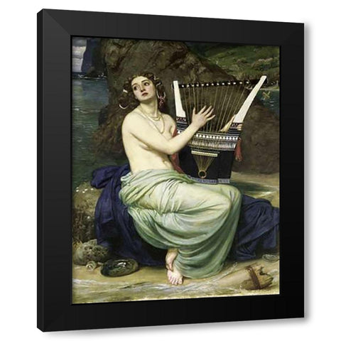 The Siren Black Modern Wood Framed Art Print with Double Matting by Poynter, Edward John