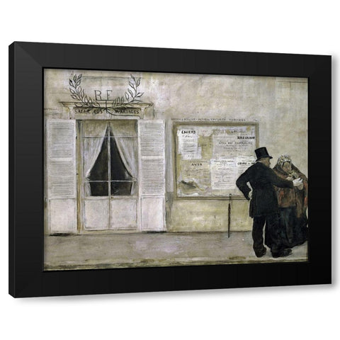 Guests Awaiting a Wedding Black Modern Wood Framed Art Print with Double Matting by Raffaelli, Jean-Francois