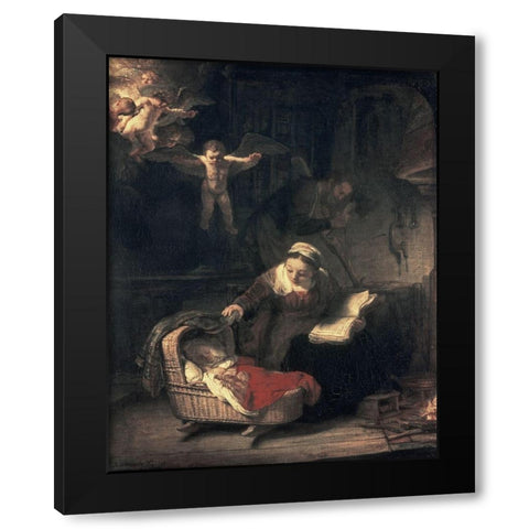 The Holy Family Black Modern Wood Framed Art Print with Double Matting by Rembrandt Van Rijn,