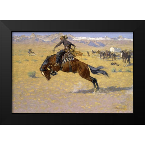 Cold Morning in the Range - duplicate of 268456 Black Modern Wood Framed Art Print by Remington, Frederic