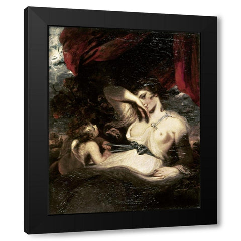 Venus and Amor Black Modern Wood Framed Art Print with Double Matting by Reynolds, Joshua