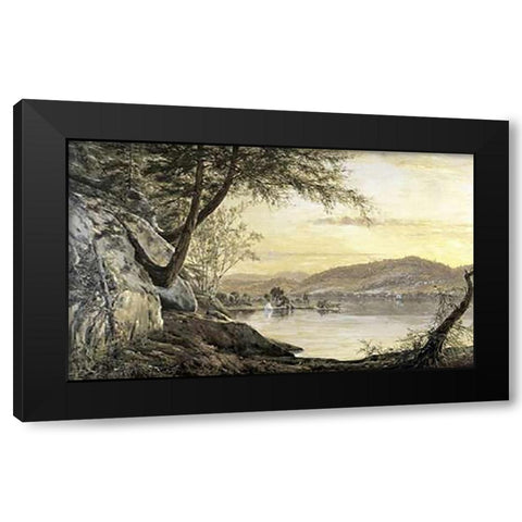 Sunset on the Lake Black Modern Wood Framed Art Print with Double Matting by Robbins, Horace Wolcott
