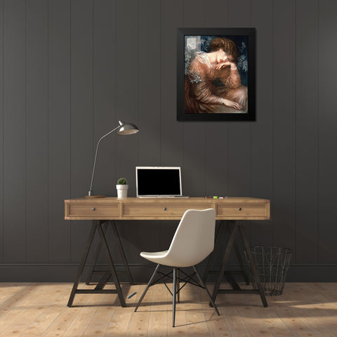 Reverie Black Modern Wood Framed Art Print by Rossetti, Dante Gabriel
