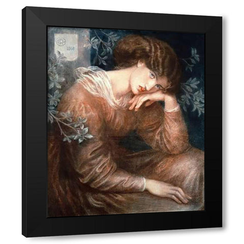 Reverie Black Modern Wood Framed Art Print with Double Matting by Rossetti, Dante Gabriel