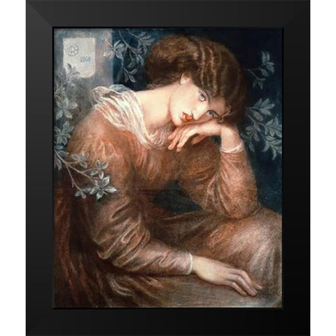 Reverie Black Modern Wood Framed Art Print by Rossetti, Dante Gabriel
