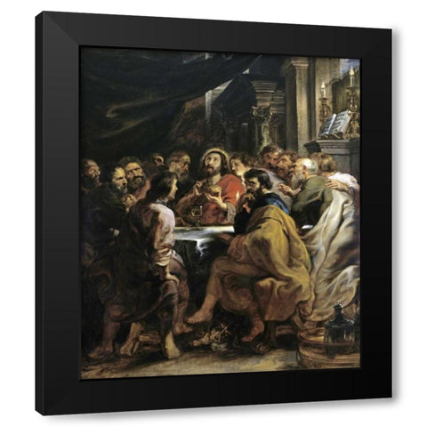 The Last Supper Black Modern Wood Framed Art Print by Rubens, Peter Paul