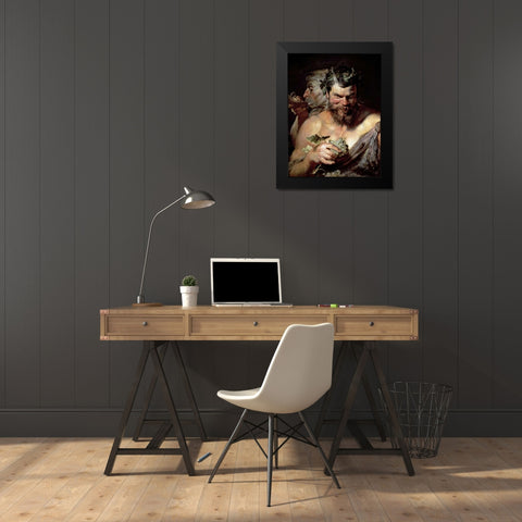 The Two Satyrs Black Modern Wood Framed Art Print by Rubens, Peter Paul