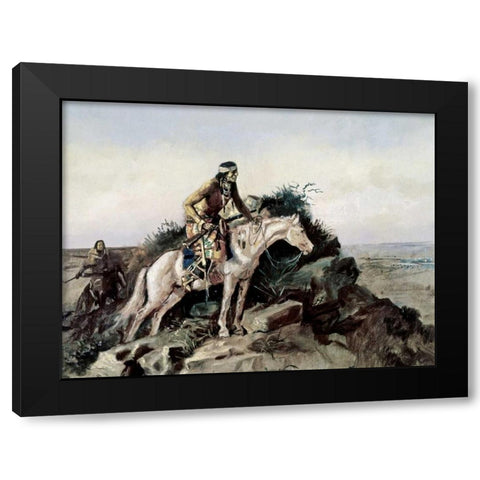 The Lookout Black Modern Wood Framed Art Print with Double Matting by Russell, Charles M.
