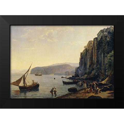 View of Sorrento, Near Naples Black Modern Wood Framed Art Print by Shchedrin, Silvestr Feodosevich