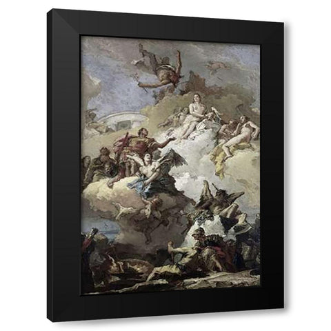 Apotheosis of Aeneas Black Modern Wood Framed Art Print with Double Matting by Tiepolo, Giovanni Battista