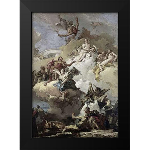 Apotheosis of Aeneas Black Modern Wood Framed Art Print by Tiepolo, Giovanni Battista