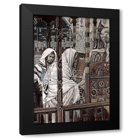 Jesus Teaching In The Synagogue Black Modern Wood Framed Art Print by Tissot, James