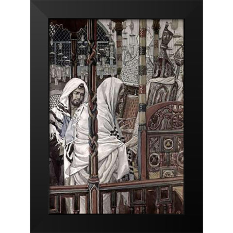 Jesus Teaching In The Synagogue Black Modern Wood Framed Art Print by Tissot, James