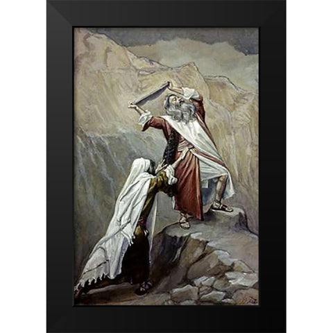 Moses Destroys the Tablets of the Ten Commandments Black Modern Wood Framed Art Print by Tissot, James