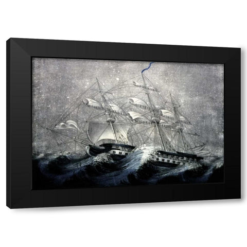 A Squall off Cape Horn Black Modern Wood Framed Art Print by Unknown