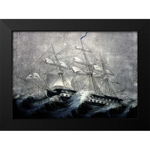 A Squall off Cape Horn Black Modern Wood Framed Art Print by Unknown