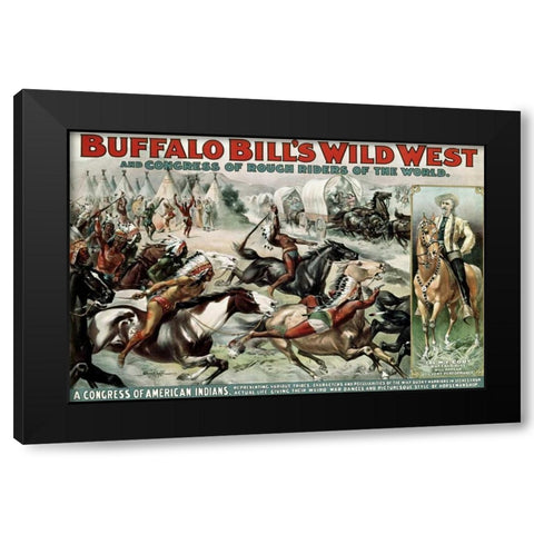 Buffalo Bills Wild West - Poster Black Modern Wood Framed Art Print by Unknown