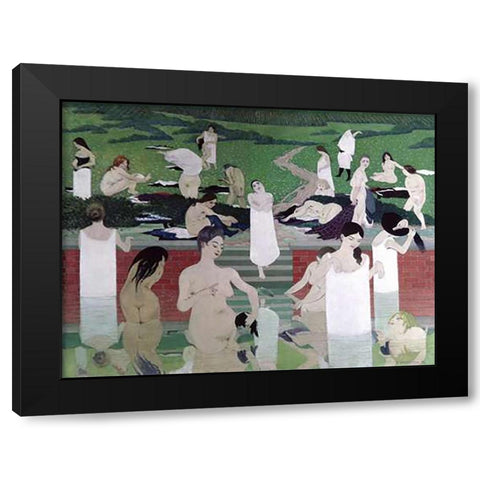 Le Bain Au Soir dEte Black Modern Wood Framed Art Print by Vallotton, Felix