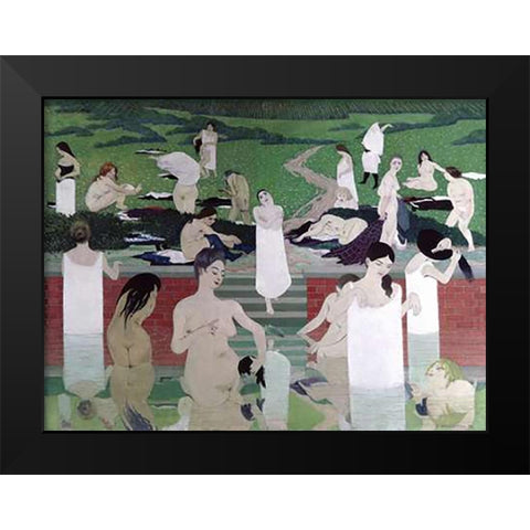 Le Bain Au Soir dEte Black Modern Wood Framed Art Print by Vallotton, Felix