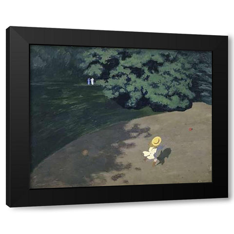 The Ball (Corner of the Park, Child Playing With Ball) Black Modern Wood Framed Art Print with Double Matting by Vallotton, Felix