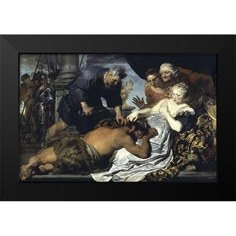 Samson and Delilah Black Modern Wood Framed Art Print by Van Dyck, Anthony