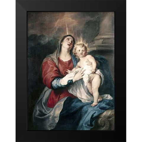 Virgin and Child Black Modern Wood Framed Art Print by Van Dyck, Anthony