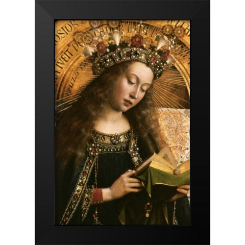 The Virgin: Ghent Altarpiece Black Modern Wood Framed Art Print by Van Eyck, Jan