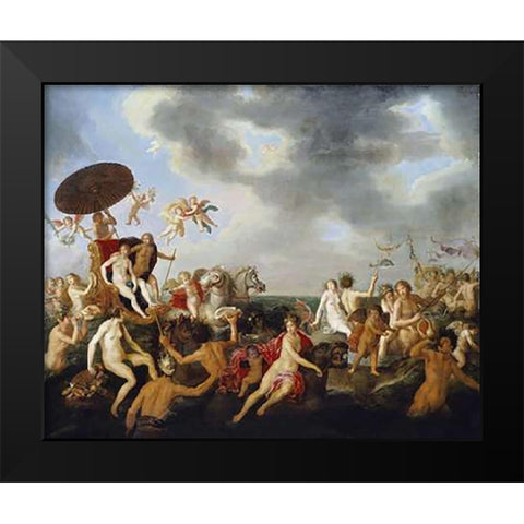Triumph of Galatea Black Modern Wood Framed Art Print by Van Nieulandt, Adriaen I
