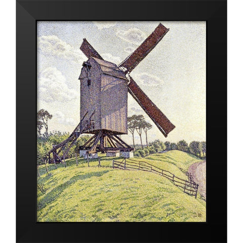 Le Moulin de Kalf Black Modern Wood Framed Art Print by Van Rysselberghe, Theo