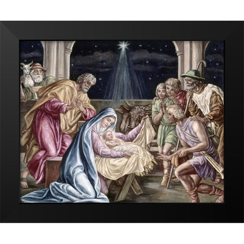 Birth of Our Lord Black Modern Wood Framed Art Print by Von Carolsfeld, Julius Schnorr