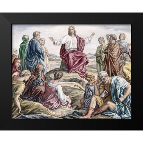 Sermon on the Mount Black Modern Wood Framed Art Print by Von Carolsfeld, Julius Schnorr