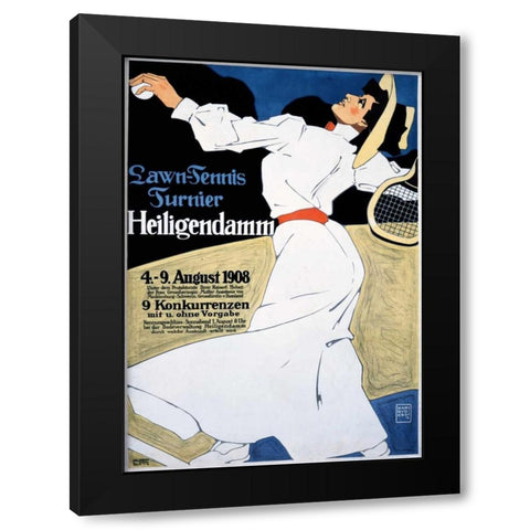 Lawn Tennis Tunier Black Modern Wood Framed Art Print by Erdt, Hans Rudi