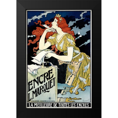 Encre L Marquet Black Modern Wood Framed Art Print by Grasset, Eugene