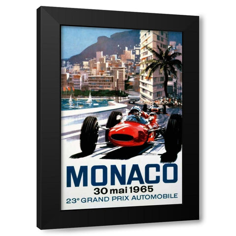 Monaco Grand Prix 1965 Black Modern Wood Framed Art Print by Turner, Michael