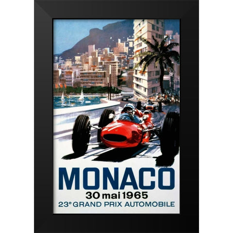 Monaco Grand Prix 1965 Black Modern Wood Framed Art Print by Turner, Michael