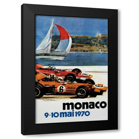 Monaco / 9-10 mai 1970 Black Modern Wood Framed Art Print with Double Matting by Turner, Michael