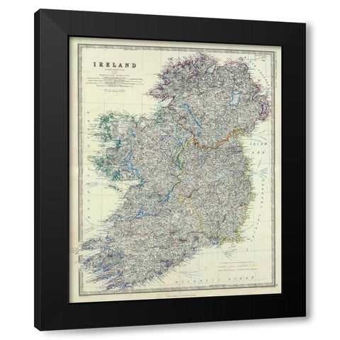 Ireland, 1861 Black Modern Wood Framed Art Print with Double Matting by Johnston, Alexander Keith