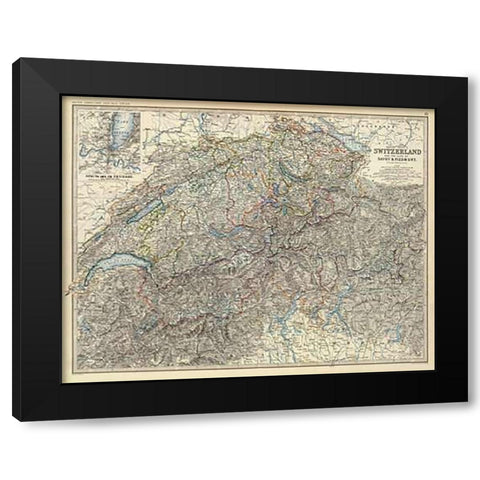 Switzerland, Savoy, Piedmont, 1861 Black Modern Wood Framed Art Print by Johnston, Alexander Keith
