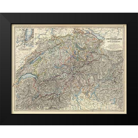Switzerland, Savoy, Piedmont, 1861 Black Modern Wood Framed Art Print by Johnston, Alexander Keith